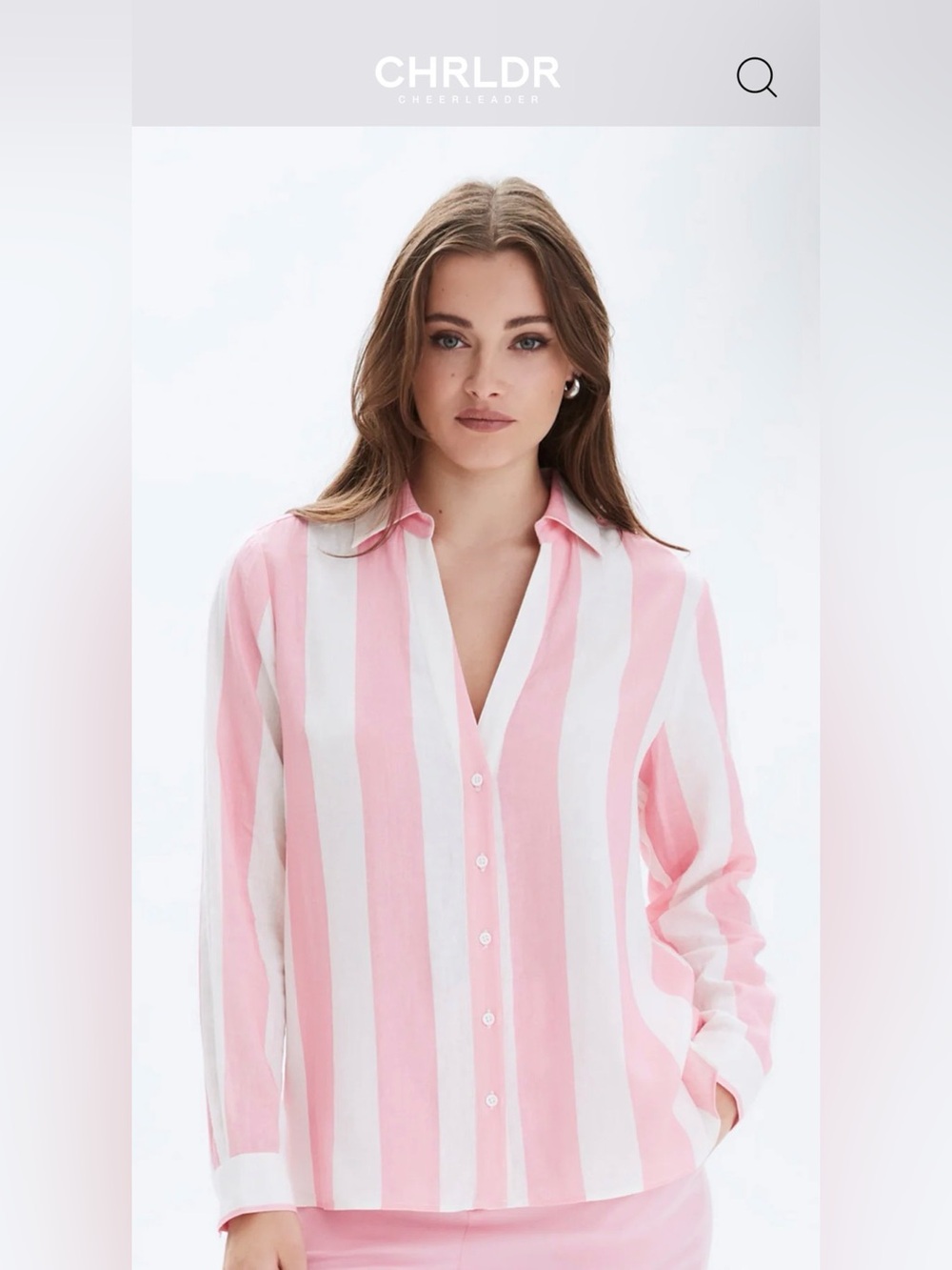 CHRLDR Pink & White Frida Stripe Button-Up Shirt